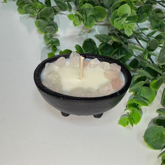 Mini Rose Quartz Crystal Cauldron