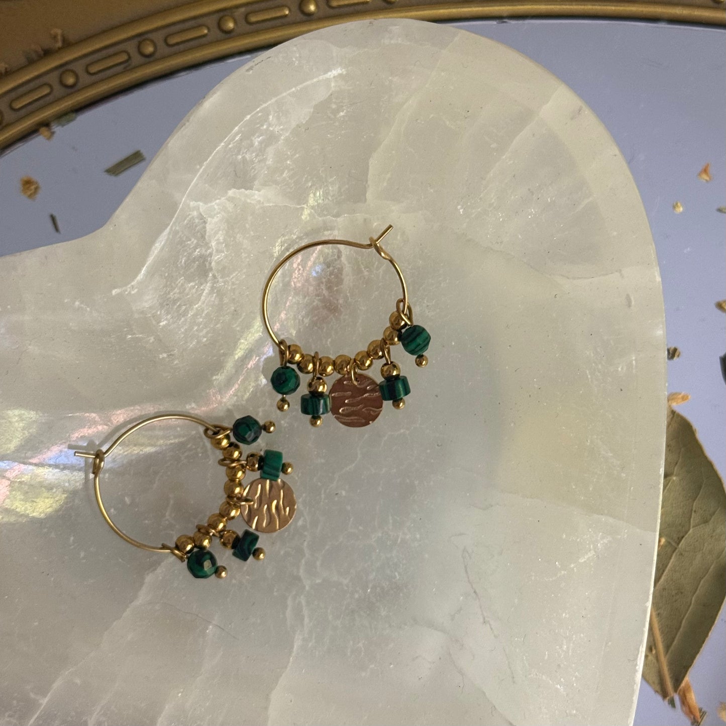 Gaia Hoops | Malachite