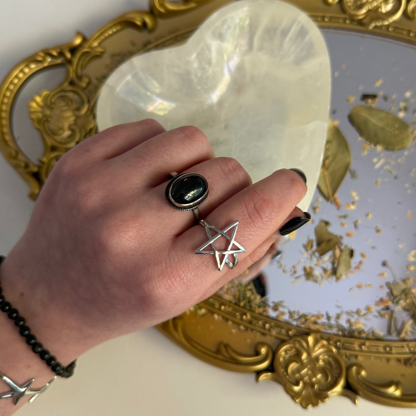 Silver Pentagram Ring | Stainless Steel | Adjustable