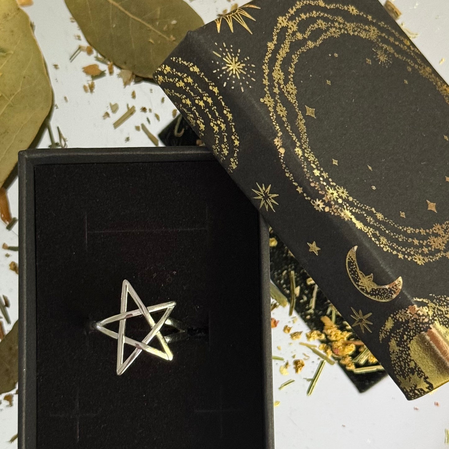 Silver Pentagram Ring | Stainless Steel | Adjustable